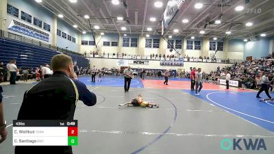 43 lbs Quarterfinal - Christopher Waitkus, Team Tulsa Wrestling Club vs Carson Santiago, Bentonville Wrestling Club