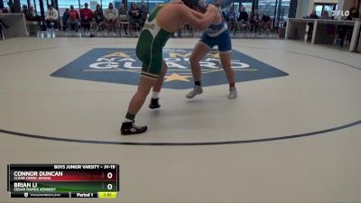 JV-19 lbs Round 1 - Connor Duncan, Clear Creek-Amana vs Brian Li, Cedar Rapids Kennedy