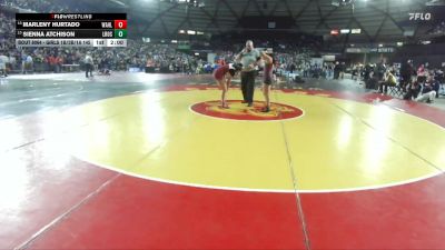 Girls 1B/2B/1A 145 Champ. Round 1 - Sienna Atchison, Lake Roosevelt (Girls) vs Marleny Hurtado, Wahluke (Girls)