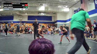 85 lbs Round 1 - Kallie Smith, Beaufort Bull Sharks WC vs Jose Campos, Summerville Take Down
