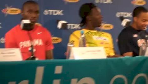 Bolt on car accident and his first meeting with Spearmon in Helsinki IAAF World Championship Press Conference