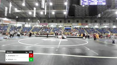125 lbs Final - Lorenzo Arellano, Fort Lupton MS vs Karson Klitch, Lesher Middle School