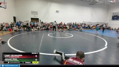 99-104 lbs Round 3 - Casey Veldhuizen, Douglas Middle School vs Armani Vega, Laramie Middle School