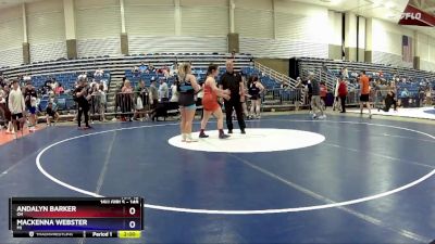 148 lbs Quarterfinal - Andalyn Barker, OH vs Mackenna Webster, MI