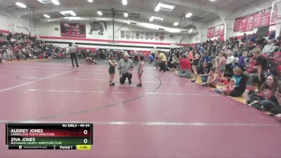 49-54 lbs Round 3 - Audrey Jones, Carrollton Youth Wrestling vs Ziva Jones, Buchanan County Wrestling Club