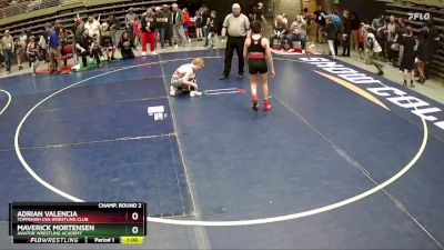 92 lbs Champ. Round 2 - Maverick Mortensen, Aviator Wrestling Academy vs Adrian Valencia, Toppenish USA Wrestling Club