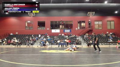 160 lbs Cons. Semi - Aalijah Pineda, Emmanuel University vs Isabella Gretzinger, Presbyterian