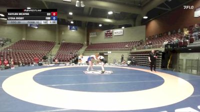 180 lbs Round 2 (4 Team) - Lydia Rigby, Fort Hays Tech Northwest vs Kaylen McAtee, Colby Community College