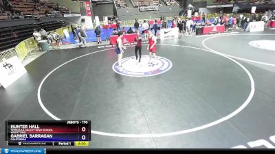 170 lbs Cons. Round 3 - Hunter Hall, Temecula Valley High School Wrestling vs Gabriel Barragan, California