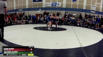 285 lbs Placement (16 Team) - Zane Baker, Roncalli vs Brayden Flener, Greenfield Central