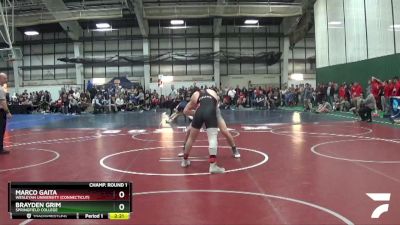 174 lbs Champ. Round 1 - Brayden Grim, Springfield College vs Marco Gaita, Wesleyan University (Connecticut)