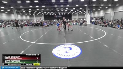 75 lbs Cons. Round 3 - Gavin Flowers, Wrecking Crew Wrestling Club vs Isaac Benedict, Sebolt Wrestling Academy