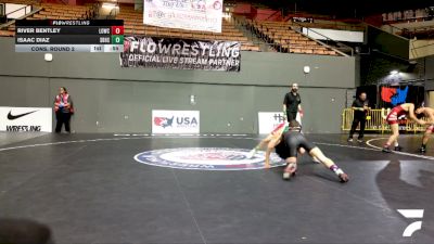 Junior Boys - 126 lbs Cons. Round 2 - River Bentley, Live Oak Wrestling Club SC vs Isaac Diaz, South Bakersfield High School Wrestling