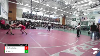 138 lbs Champ. Round 1 - Alec Avedissian, Harvard Westlake vs Gavin Sarra, Mira Costa