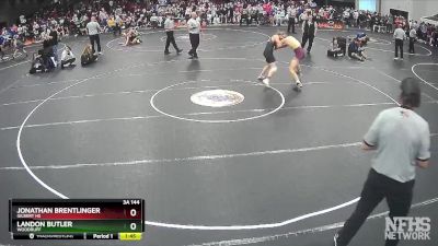 3A 144 lbs Semifinal - Landon Butler, Woodruff vs Jonathan Brentlinger, Gilbert Hs