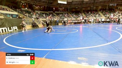 67 lbs Consi Of 8 #2 - Emeree Calkins, Pawhuska Elks Takedown vs William Wright, Lincoln Christian