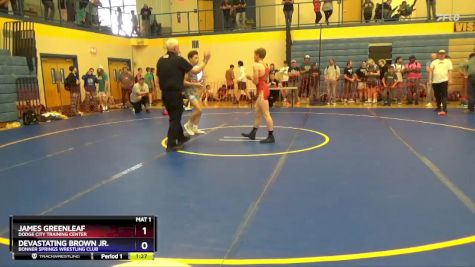 120 lbs Cons. Round 2 - James Greenleaf, Dodge City Training Center vs Devastating Brown Jr., Bonner Springs Wrestling Club