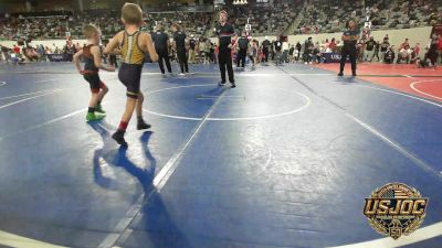 43 lbs Consi Of 16 #2 - Finlee Bowman, Team Tulsa Wrestling Club vs Weston Atkinson, Honey Badgers Wrestling Club