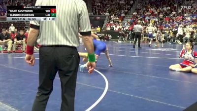 1A-126 lbs Champ. Round 2 - Mason Helgeson, Lake Mills vs Kash Koopmans, West Sioux, Hawarden