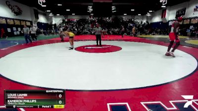 165 lbs Quarterfinal - Kameron Phillips, Temecula Valley vs Louis Liambi, Redondo Union