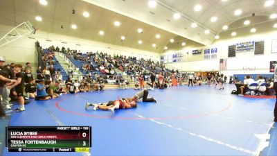 110 lbs Semifinal - Tessa Fortenbaugh, Canyon HS vs Lucia Bybee, San Clemente High Girls Wrestl