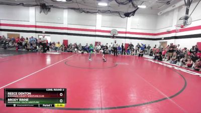 65 lbs Cons. Round 2 - Brody Rinne, Higginsville Youth Wrestling vs Reece Denton, Buchanan County Wrestling Club