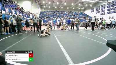 58 lbs Round Of 32 - Baylor Crawford, Pauls Valley Panther Pinners vs Matthew Williamson, Choctaw Ironman Youth Wrestling