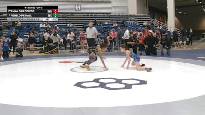 55-59 lbs Quarters - Iyanna Gradeless, M3 Wrestling Academy vs Penelope Hall, Thunder Wrestling Club