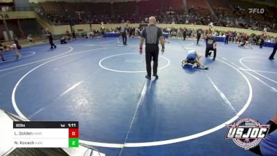 90 lbs Final - Lyric Golden, Harrah Little League Wrestling vs Noah Kate Kovach, High Ground Wrestling