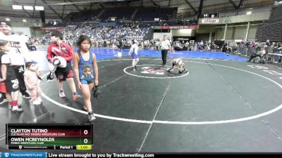 120 lbs Cons. Round 2 - Clayton Tutino, Cle Elum Mat Miners Wrestling Club vs Owen McReynolds, Forks Wrestling Club