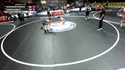 120 lbs Semis - Alekzander Espinoza, Coachella Valley Wrestling Club vs Patrick Barnett, Monster Garage Wrestling