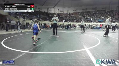 43 lbs Round Of 16 - Blakely Torix, Sperry Wrestling Club vs Sadie Beavers, Harrah Little League Wrestling