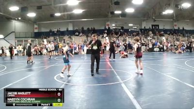 80 lbs Quarterfinal - Haedyn Cochran, Contenders Wrestling Academy vs Jacob Haslett, Lapeer