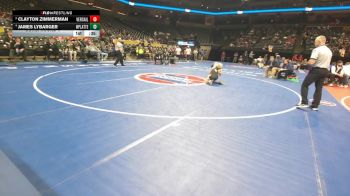 106 Class 1 lbs Cons. Round 1 - Clayton Zimmerman, Versailles vs James Lybarger, West Platte