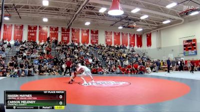 157 lbs 1st Place Match - Hassin Maynes, Central Of Grand Junction vs Carson Melendy, Churchill County