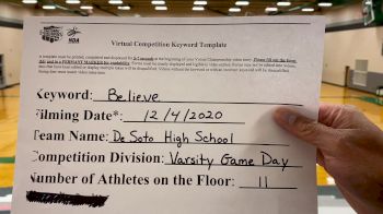 Desoto High School [Varsity - Game Day] 2020 NDA December Virtual Championship