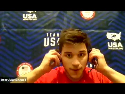 Yianni Diakomihalis after his quarterfinal win at the 2021 Olympic Trials