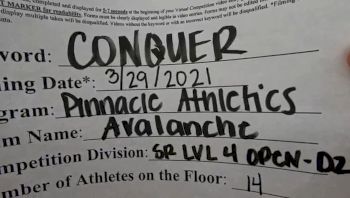 Pinnacle Athletics - Avalanche [L4 Senior Open] 2021 Varsity All Star Winter Virtual Competition Series: Event V