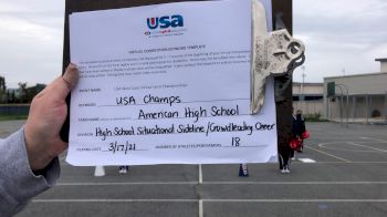 American High School [High School - High School Situational Sideline/Crowdleading Cheer] 2021 USA Virtual West Coast Spirit Championships