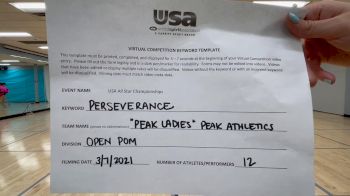 Peak Athletics - Pink Ladies [Open - Pom] 2021 USA All Star Virtual Championships