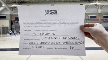 Clovis North High School [Varsity Show Cheer Non Building Novice] 2021 USA Virtual West Coast Spirit Championships