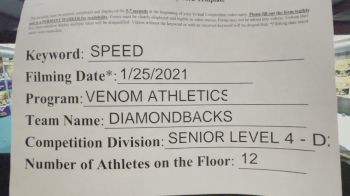 Venom Athletics - Diamondbacks [L4 Senior - D2] 2021 Varsity All Star Winter Virtual Competition Series: Event I