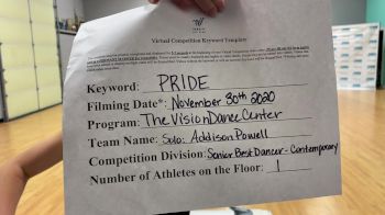 The Vision Dance Center - Addison Powell [Senior - Best Dancer - Contemporary - Female] 2020 WSF All Star Cheer & Dance Virtual Championship