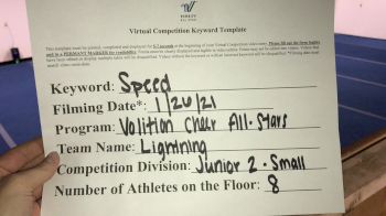 Volition Cheer Allstars - Lightning [L2 Junior - D2 - Small - A] 2021 Varsity All Star Winter Virtual Competition Series: Event I