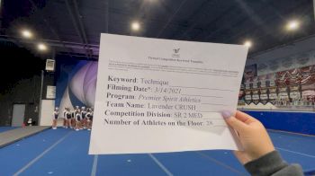 Premier Spirit Athletics - Lavender CRUSH [L2 Senior - Medium] 2021 Varsity All Star Winter Virtual Competition Series: Event IV