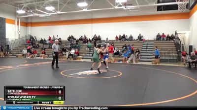 JV Boys-8 lbs Round 1 - Roman Wheatley, Cedar Rapids Kennedy vs Tate Cox, Clear Creek-Amana