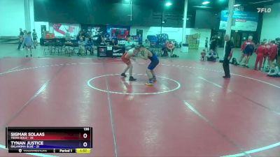 136 lbs Placement Matches (8 Team) - Sigmar Solaas, Texas Gold vs Tynan Justice, Oklahoma Blue