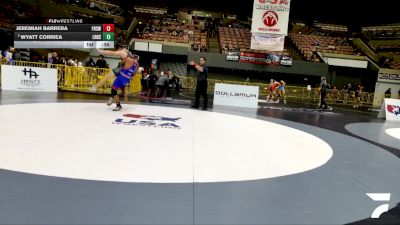 Cadet Boys Upper - 157 lbs Cons. Round 5 - Jeremiah Barrera, Firebaugh High School Wrestling vs Wyatt Corriea, Liberty Ranch High School Wrestling