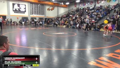 B-3 lbs Semifinal - Rylee Hilleshiem, Marion Wolves Wrestling Club vs Lennon Haskenhoff, Hammerin Hawks