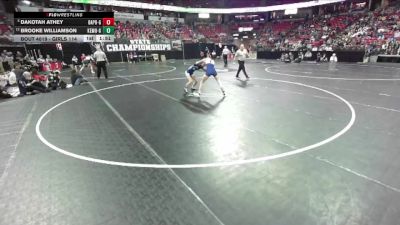 Girls 114 lbs Champ. Round 1 - Dakotah Athey, Bay Port-Girls vs Brooke Williamson, Kettle Moraine-Girls